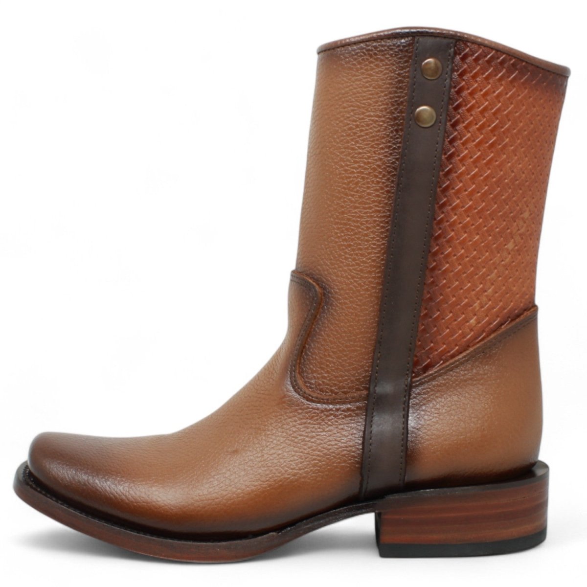 Botas de Piel Punta Dubai Cuadrada Para Hombre Color Camel con Cierre - La Sierra - La Carreta