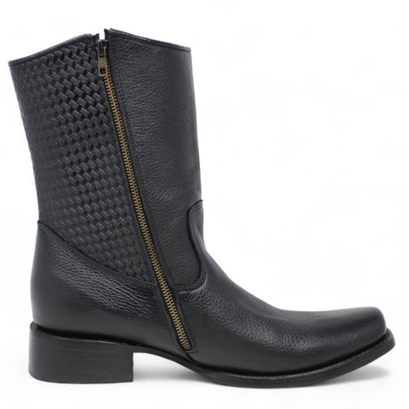 Botas de Piel Punta Dubai Cuadrada Para Hombre Color Negro con Cierre - LC261 - La Carreta