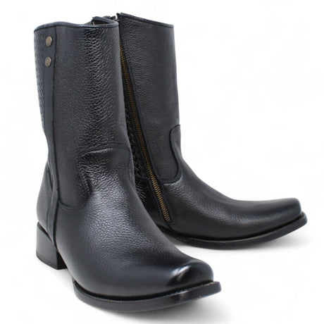 Botas de Piel Punta Dubai Cuadrada Para Hombre Color Negro con Cierre - LC261 - La Carreta