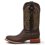 Botas de Piton Grabado Punta Cuadrada Color Cafe Matte - Tanner Mark Boots - Tanner Mark Boots