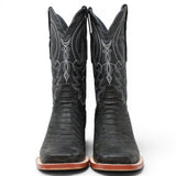 Botas de Piton Grabado Punta Cuadrada Color Negro - Tanner Mark Boots - Tanner Mark Boots