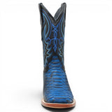 Botas de Piton Grabado Punta Cuadrada Color Negro y Azul - Tanner Mark Boots - Tanner Mark Boots
