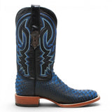 Botas de Piton Grabado Punta Cuadrada Color Negro y Azul - Tanner Mark Boots - Tanner Mark Boots