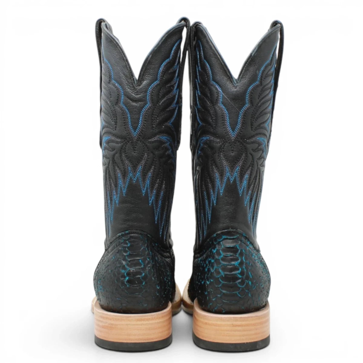 Botas de Piton Original Punta Cuadrada Color Azul con Negro - Tanner Mark Boots - Tanner Mark Boots