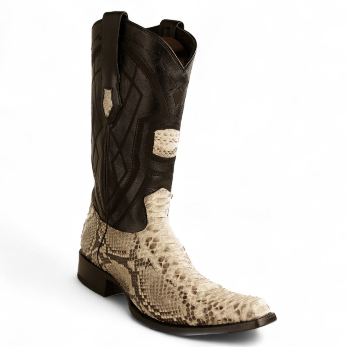Botas de Piton Original Punta Cuadrada Europea Color Natural - Los Altos Boots - Los Altos Boots