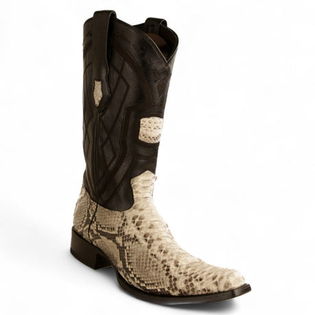 Botas de Piton Original Punta Cuadrada Europea Color Natural - Los Altos Boots - Los Altos Boots