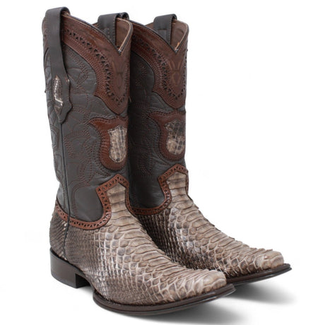 Botas de Piton Original Punta Europea Color Cafe Rustico - Los Altos Boots - Los Altos Boots