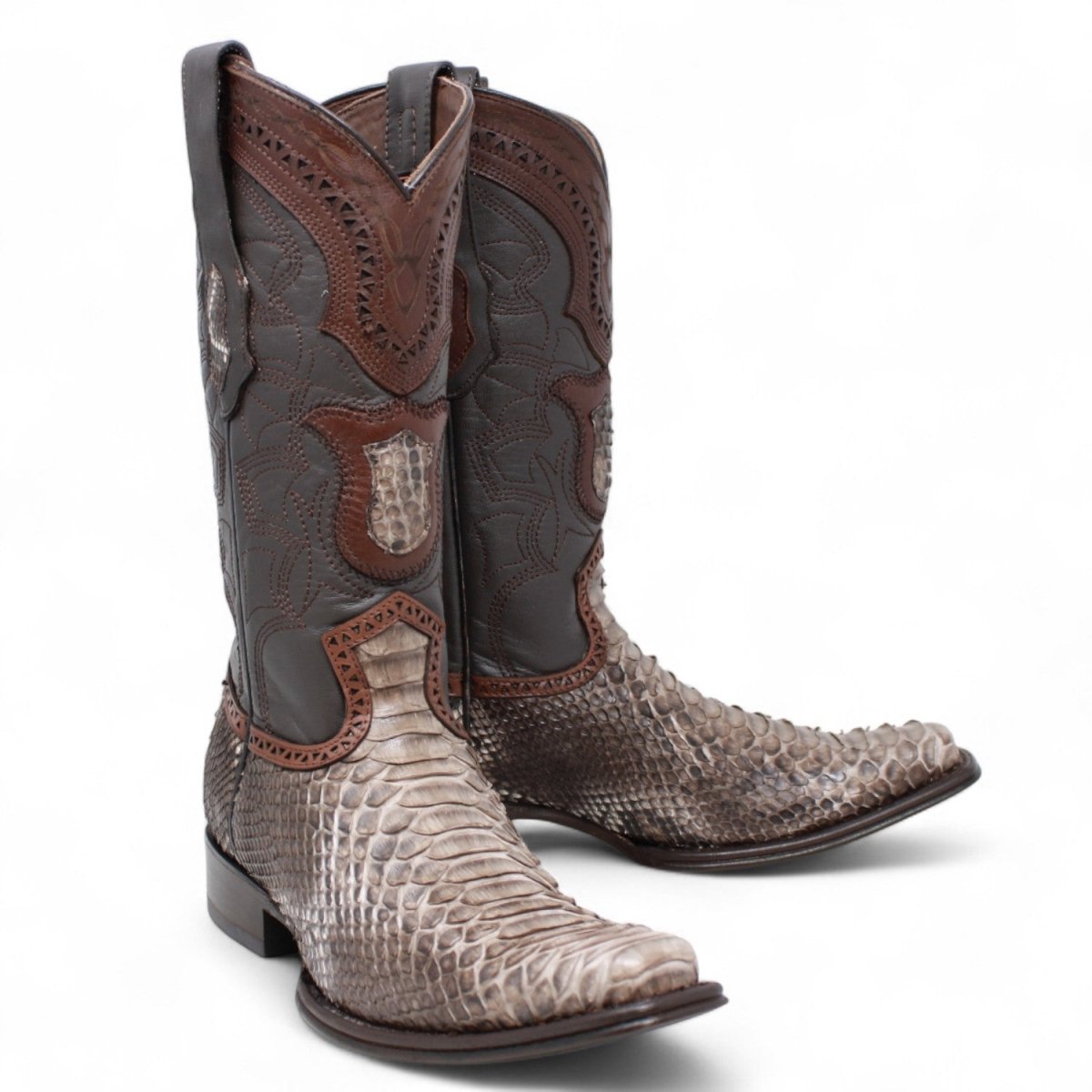 Botas de Piton Original Punta Europea Color Cafe Rustico - Los Altos Boots - Los Altos Boots