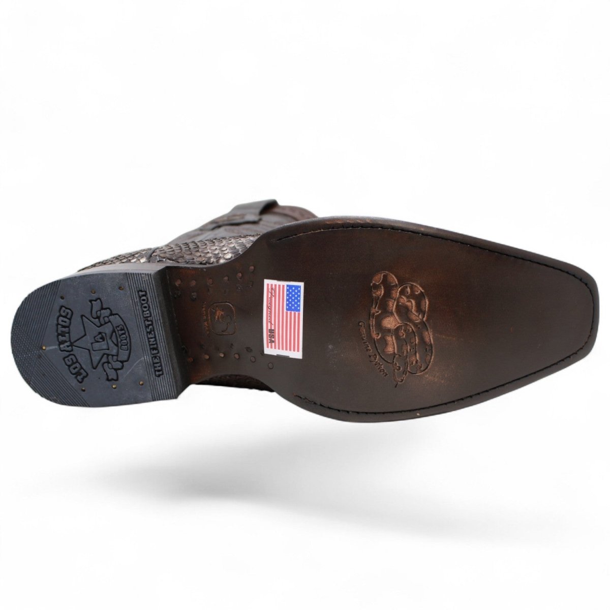 Botas de Piton Original Punta Europea Color Cafe Rustico - Los Altos Boots - Los Altos Boots