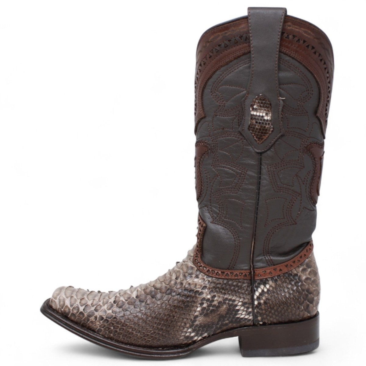 Botas de Piton Original Punta Europea Color Cafe Rustico - Los Altos Boots - Los Altos Boots