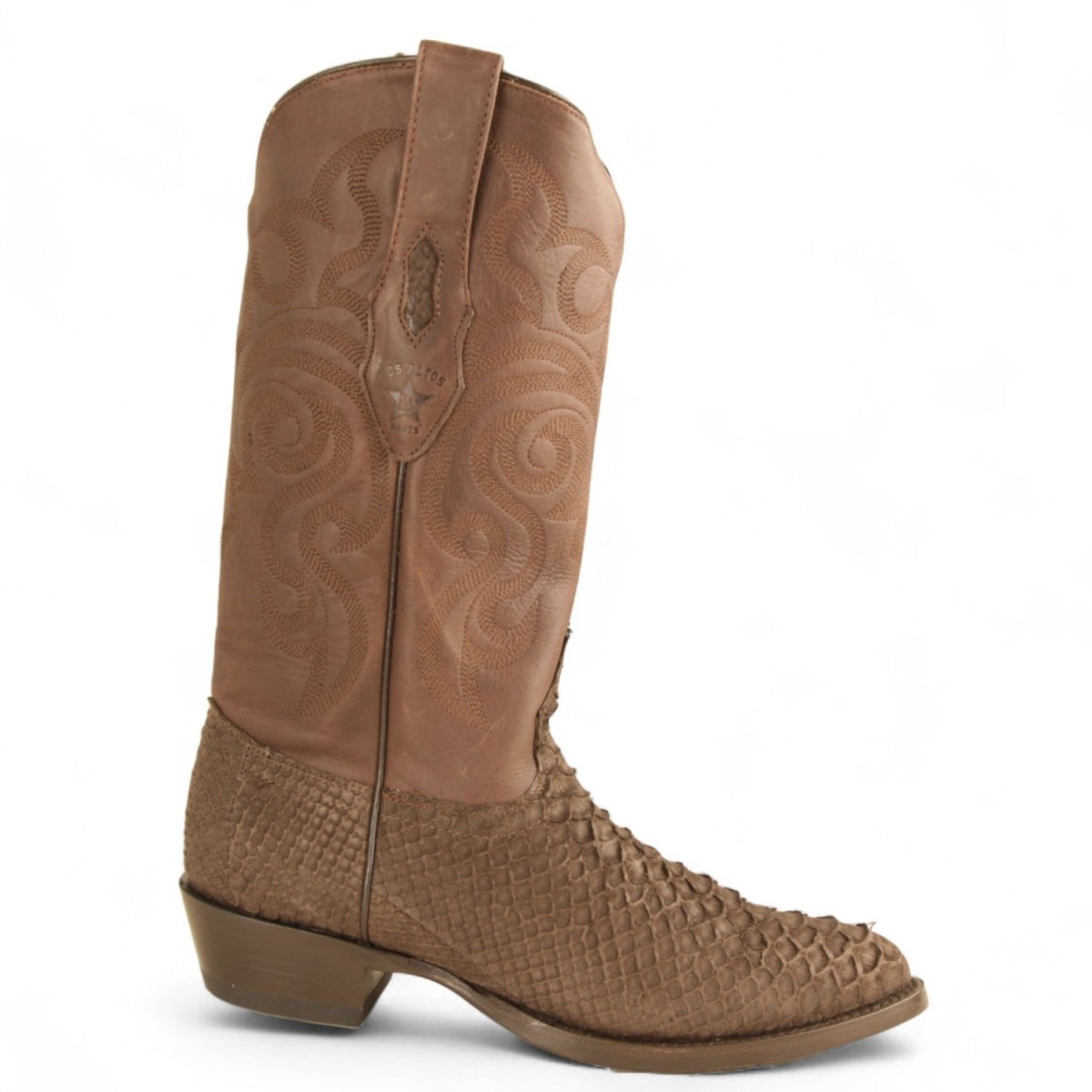 Western Genuine Python  Round Toe Boots - Nubuck Brown Color - Los Altos Boots - Right SIde View 