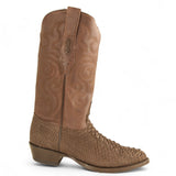 Western Genuine Python  Round Toe Boots - Nubuck Brown Color - Los Altos Boots - Right SIde View 