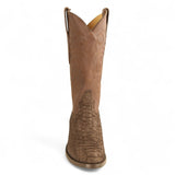 Western Genuine Python  Round Toe Boots - Nubuck Brown Color - Los Altos Boots - Front View 