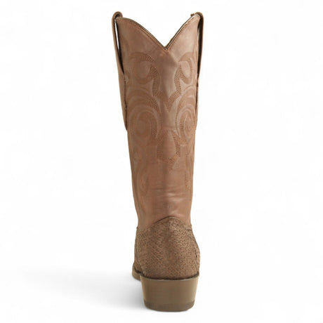 Western Genuine Python  Round Toe Boots - Nubuck Brown Color - Los Altos Boots - Back View 