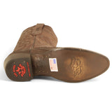 Western Genuine Python  Round Toe Boots - Nubuck Brown Color - Los Altos Boots - Sole View 