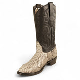 Western Genuine Python  Round Toe Boots - Nubuck Natural Color - Los Altos Boots - Side View