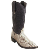 Western Genuine Python  Round Toe Boots - Nubuck Natural Color - Los Altos Boots - SIde View