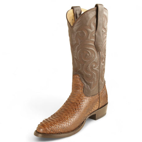 Botas de Piton Original Punta Oval Color Porto Cafe - Los Altos Boots - Los Altos Boots