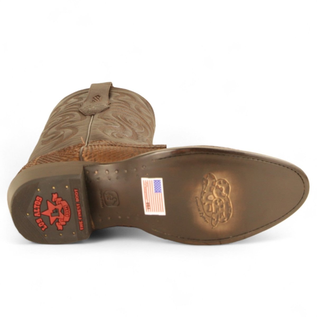 Botas de Piton Original Punta Oval Color Porto Cafe - Los Altos Boots - Los Altos Boots