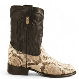 Botas de Piton Original Punta Redonda Roper Color Natural Gamuza - Los Altos Boots - Los Altos Boots