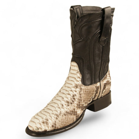 Botas de Piton Original Punta Redonda Roper Color Natural Gamuza - Los Altos Boots - Los Altos Boots