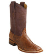 Botas de Piton Original Punta Rodeo Cuadrada Ancha Color Cafe Porto - Los Altos Boots - Los Altos Boots