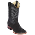 Botas de Piton Original Punta Rodeo Cuadrada Ancha Color Negro Gamuza - Los Altos Boots - Los Altos Boots