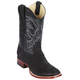 Botas de Piton Original Punta Rodeo Cuadrada Ancha Color Negro Gamuza - Los Altos Boots - Los Altos Boots