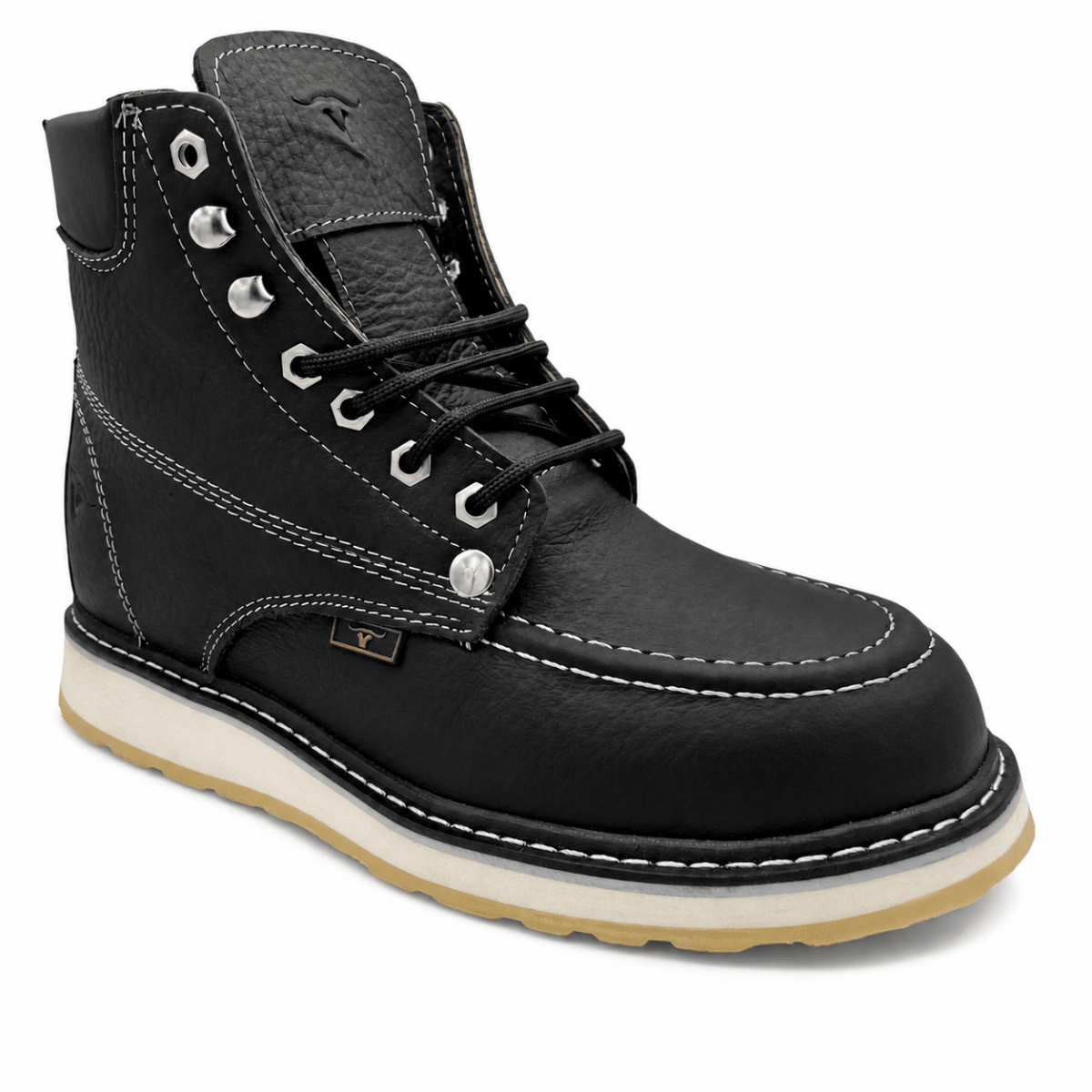 Botas de Trabajo de Piel Original Round Toe Color Negro – Hooch Boots - Hooch