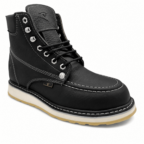 Botas de Trabajo de Piel Original Round Toe Color Negro – Hooch Boots - Hooch