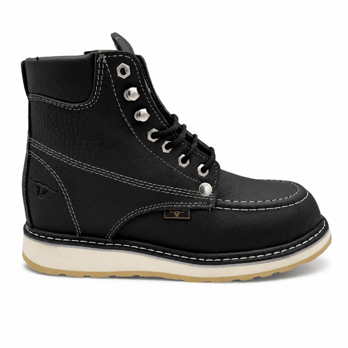 Botas de Trabajo de Piel Original Round Toe Color Negro – Hooch Boots - Hooch