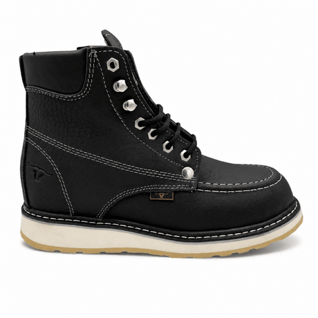 Botas de Trabajo de Piel Original Round Toe Color Negro – Hooch Boots - Hooch