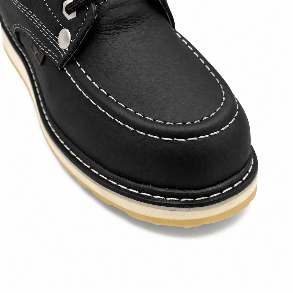 Botas de Trabajo de Piel Original Round Toe Color Negro – Hooch Boots - Hooch