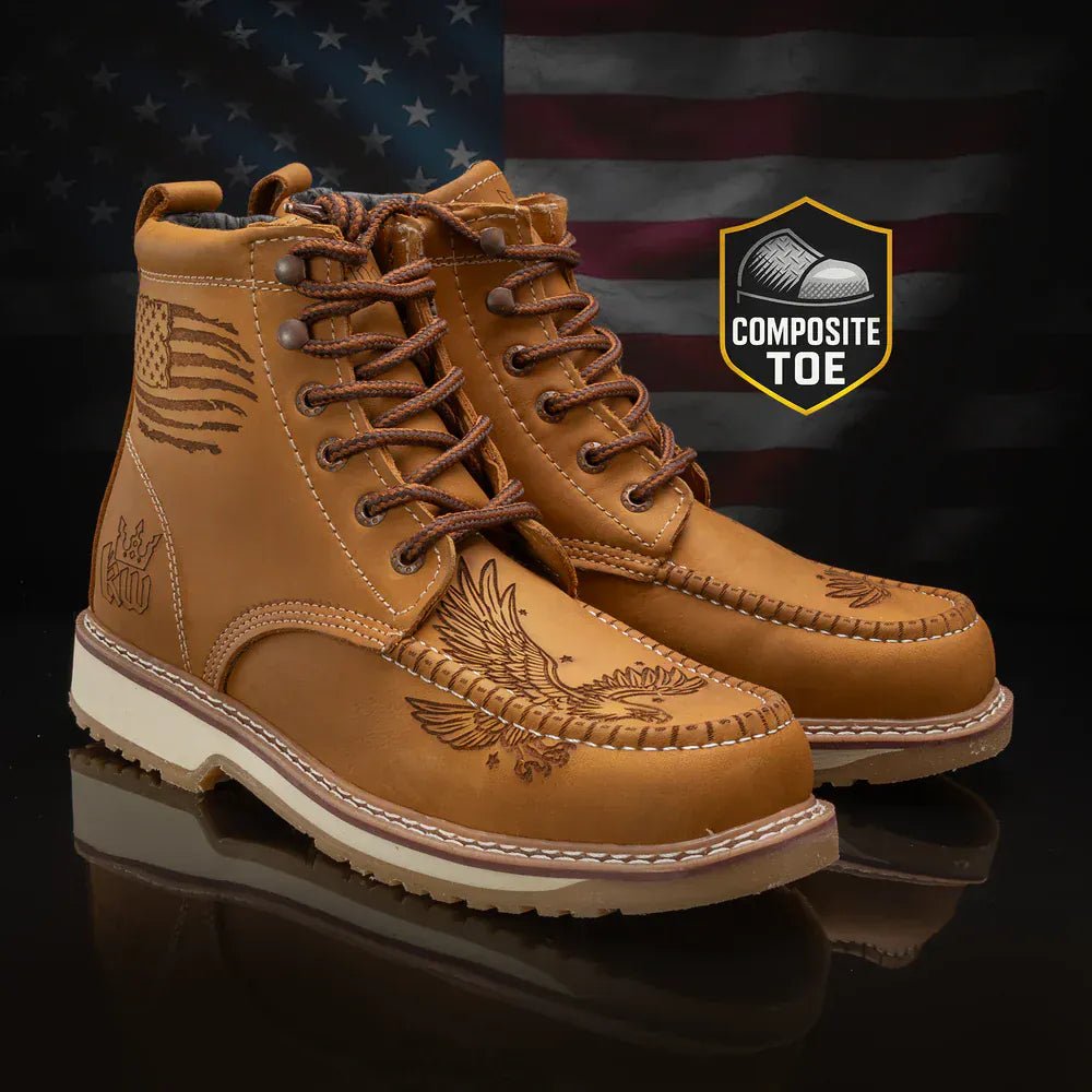 Botas de Trabajo Patriot 6" Horma Moc Punta de Compuesto Color Tan - King Welt - King Welt