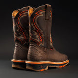 Botas de Trabajo Venom 11" Piton Grabado Horma Cuadrada Punta Suave Color Cafe - King Welt - King Welt