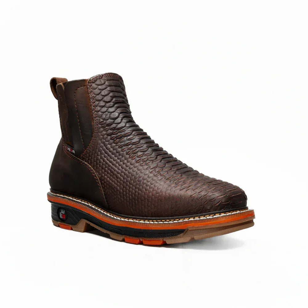 Botas de Trabajo Venom 6" Piton Grabado Horma Cuadrada Color Cafe - King Welt - King Welt
