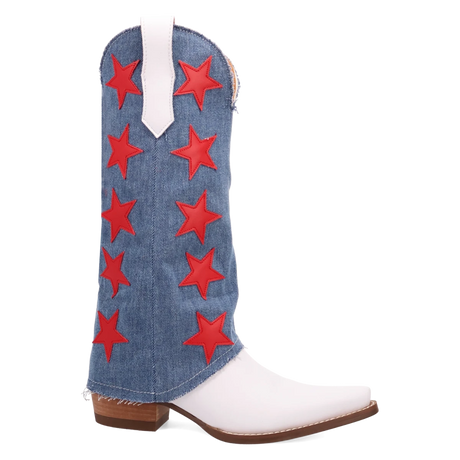 Botas Glory Days de Piel Original Punta Recortada Para Dama Color Blanco/Mezclilla - Dingo - Dan Post Boots
