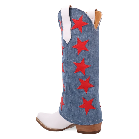 Botas Glory Days de Piel Original Punta Recortada Para Dama Color Blanco/Mezclilla - Dingo - Dan Post Boots