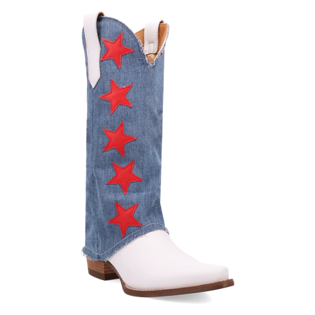 Botas Glory Days de Piel Original Punta Recortada Para Dama Color Blanco/Mezclilla - Dingo - Dan Post Boots