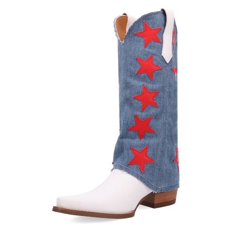 Botas Glory Days de Piel Original Punta Recortada Para Dama Color Blanco/Mezclilla - Dingo - Dan Post Boots