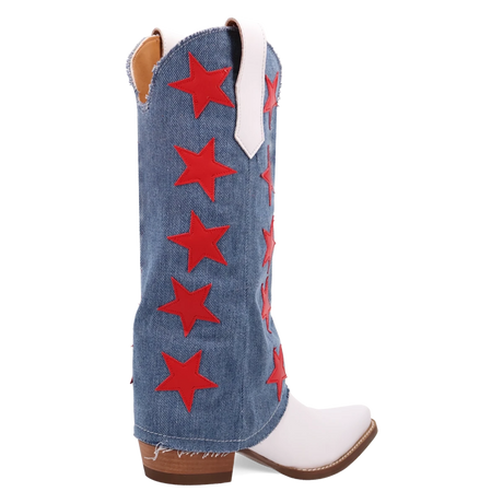 Botas Glory Days de Piel Original Punta Recortada Para Dama Color Blanco/Mezclilla - Dingo - Dan Post Boots
