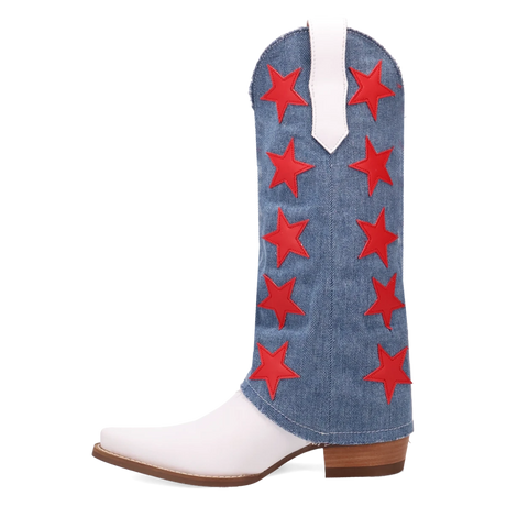 Botas Glory Days de Piel Original Punta Recortada Para Dama Color Blanco/Mezclilla - Dingo - Dan Post Boots