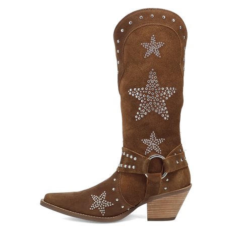 Botas Lucky Stars de Gamuza Punta Recortada Para Dama Color Cafe - Dingo - Dan Post Boots