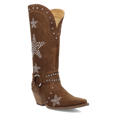 Botas Lucky Stars de Gamuza Punta Recortada Para Dama Color Cafe - Dingo - Dan Post Boots