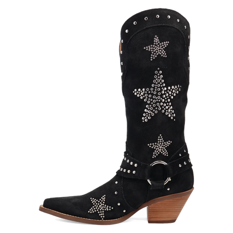 Botas Lucky Stars de Gamuza Punta Recortada Para Dama Color Negro - Dingo - Dan Post Boots