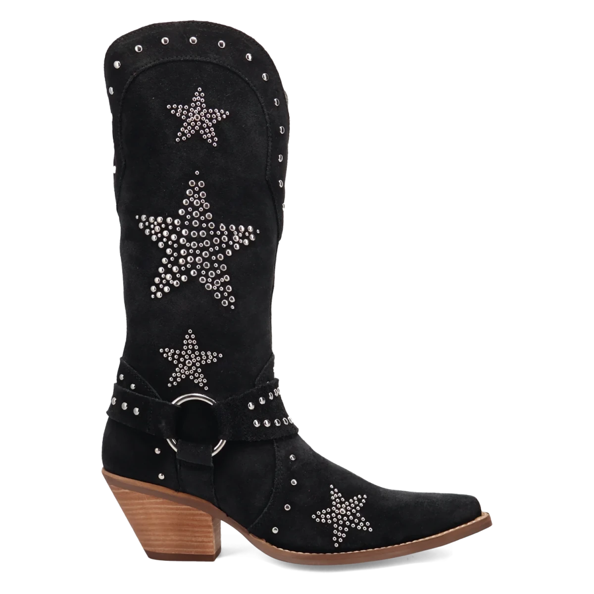 Botas Lucky Stars de Gamuza Punta Recortada Para Dama Color Negro - Dingo - Dan Post Boots