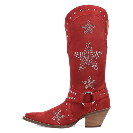 Botas Lucky Stars de Gamuza Punta Recortada Para Dama Color Rojo - Dingo - Dan Post Boots