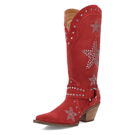 Botas Lucky Stars de Gamuza Punta Recortada Para Dama Color Rojo - Dingo - Dan Post Boots