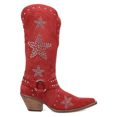 Botas Lucky Stars de Gamuza Punta Recortada Para Dama Color Rojo - Dingo - Dan Post Boots