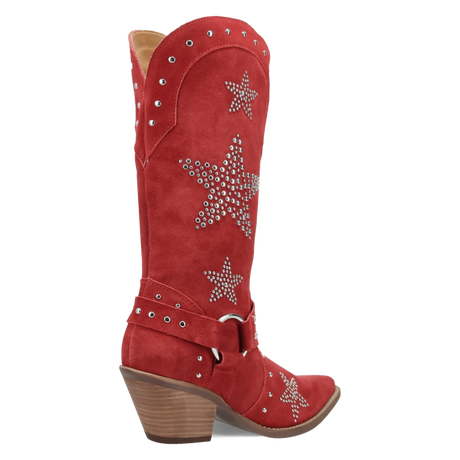 Botas Lucky Stars de Gamuza Punta Recortada Para Dama Color Rojo - Dingo - Dan Post Boots